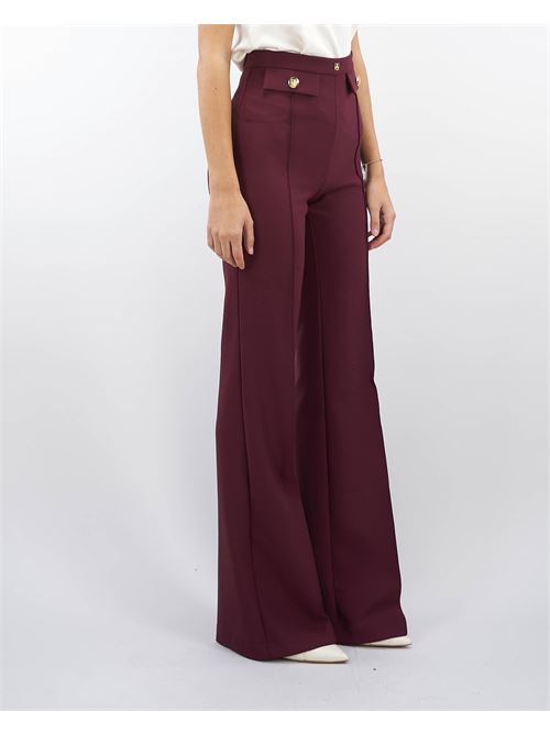 Palazzo trousers in stretch crepe with logo rivet Elisabetta Franchi ELISABETTA FRANCHI | Pants | PA02546E2CG3